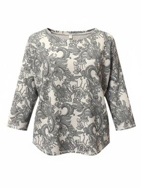 CB Established 1962 Gray & White Print Top – Size Large